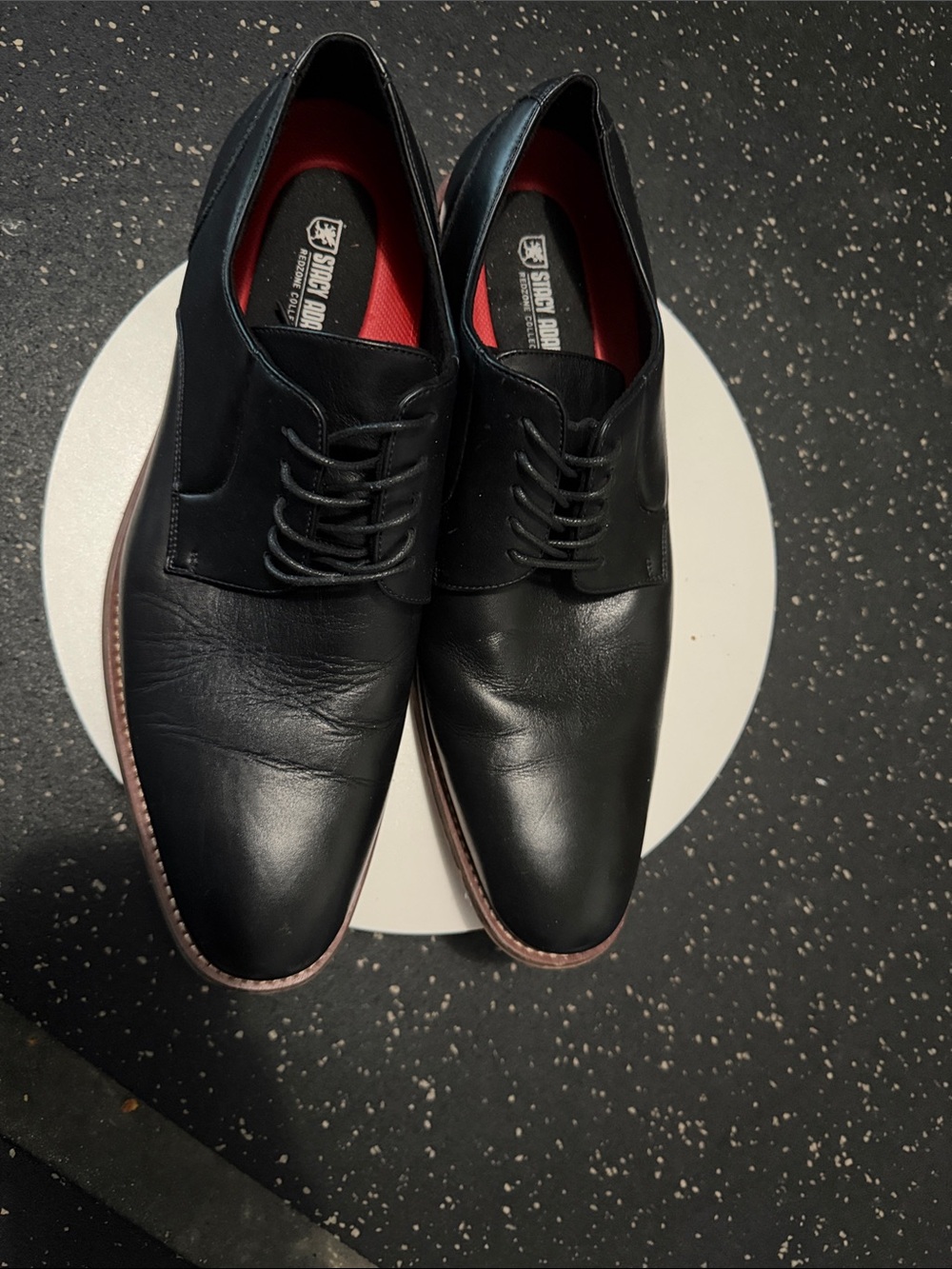 Stacy Adams Black Leather Derby Shoes with Red Lining